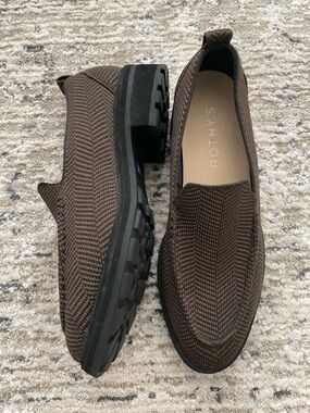 Rothy’s The Lug Loafer Merino Wool Herringbone Brown Size 8.5